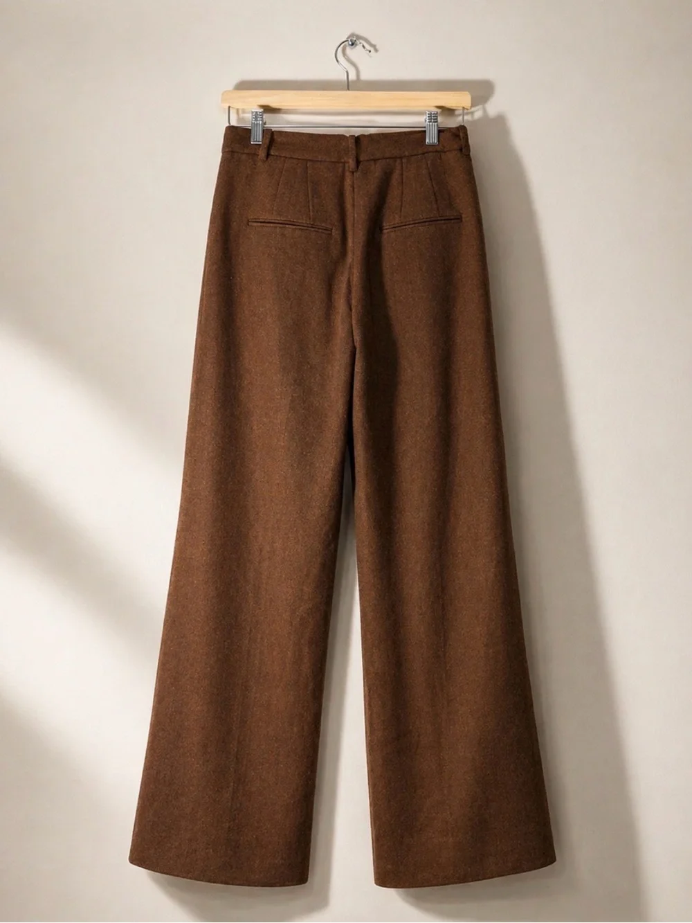 Frank & Oak Gertrude Brown Wool-Blend Wide Leg Tailored Pants Size 4 - Picture 5 of 8